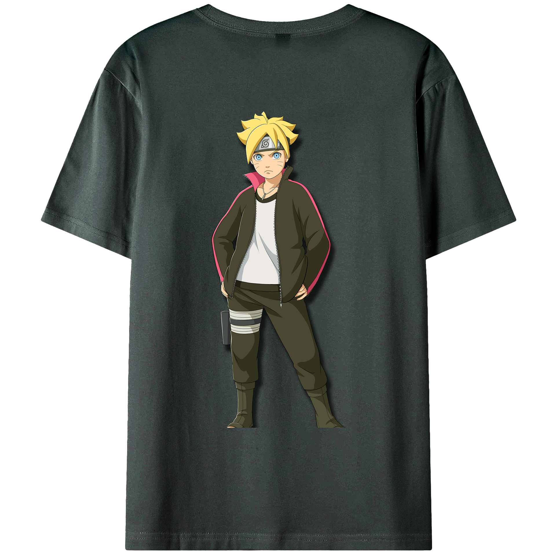 （画像用） NARUTO -ナルト- うずまき ボルト Uzumaki Boruto 綿100％ メンズ半袖Tシャツ（バックプリント） 通気性